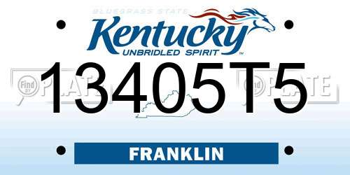 13405T5 Kentucky License Plate