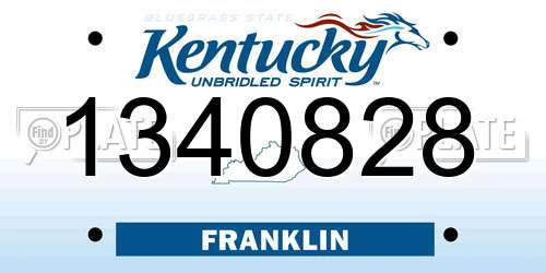 1340828 Kentucky License Plate
