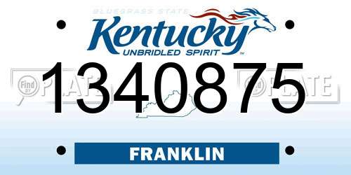 1340875 Kentucky License Plate