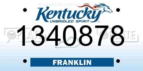 1340878 Kentucky License Plate