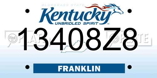 13408Z8 Kentucky License Plate