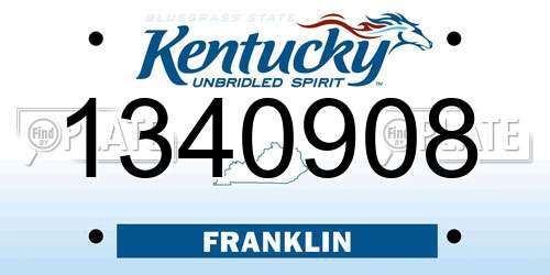 1340908 Kentucky License Plate