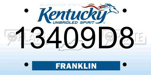 13409D8 Kentucky License Plate