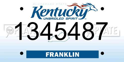 1345487 Kentucky License Plate
