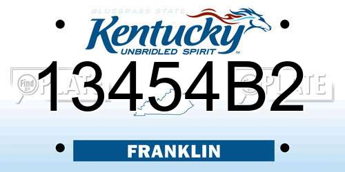 13454B2 Kentucky License Plate