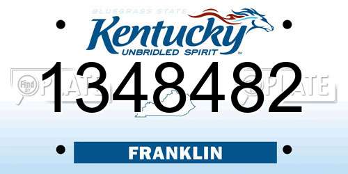 1348482 Kentucky License Plate