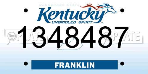 1348487 Kentucky License Plate