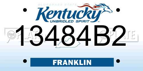 13484B2 Kentucky License Plate