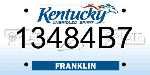 13484B7 Kentucky License Plate