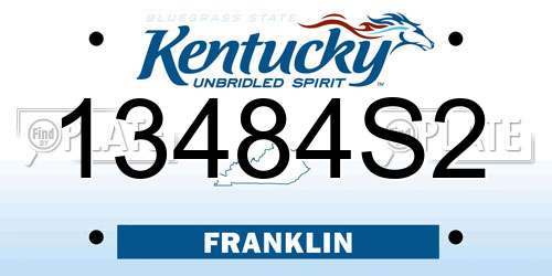 13484S2 Kentucky License Plate