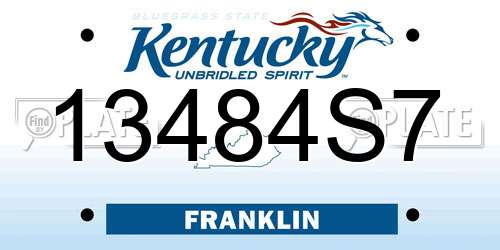 13484S7 Kentucky License Plate