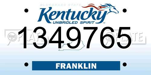 1349765 Kentucky License Plate