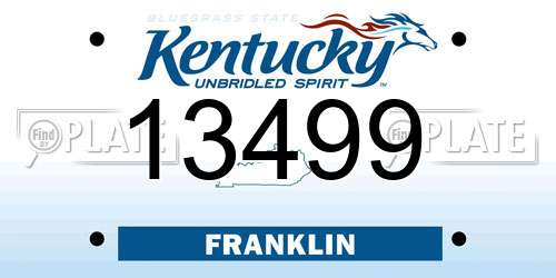 13499 Kentucky License Plate
