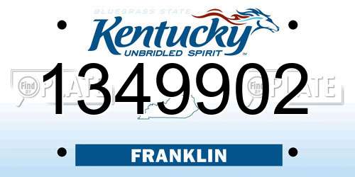 1349902 Kentucky License Plate
