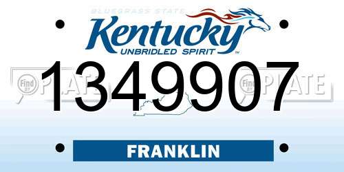 1349907 Kentucky License Plate