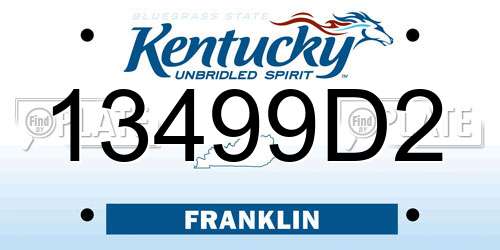 13499D2 Kentucky License Plate