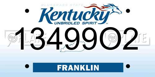 13499O2 Kentucky License Plate