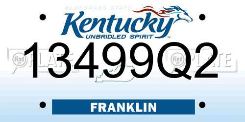 13499Q2 Kentucky License Plate