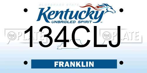 134CLJ Kentucky License Plate