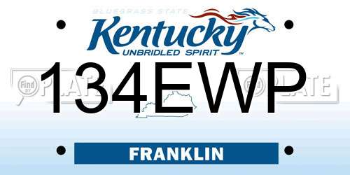 134EWP Kentucky License Plate