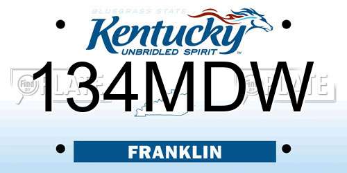 134MDW Kentucky License Plate