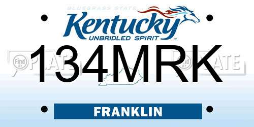 134MRK Kentucky License Plate