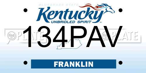 134PAV Kentucky License Plate