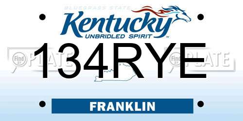 134RYE Kentucky License Plate