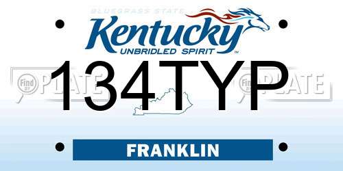 134TYP Kentucky License Plate