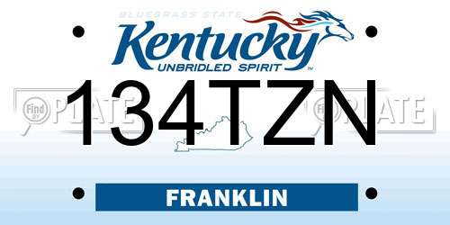 134TZN Kentucky License Plate