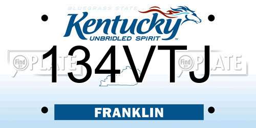134VTJ Kentucky License Plate