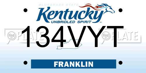 134VYT Kentucky License Plate