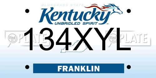 134XYL Kentucky License Plate