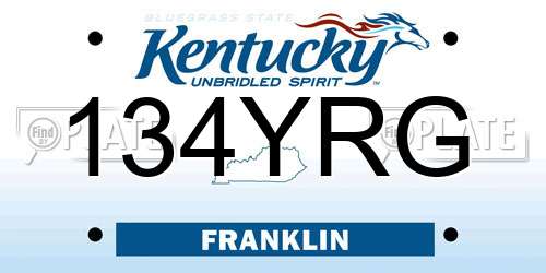 134YRG Kentucky License Plate