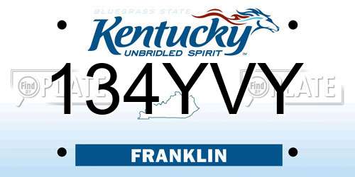134YVY Kentucky License Plate