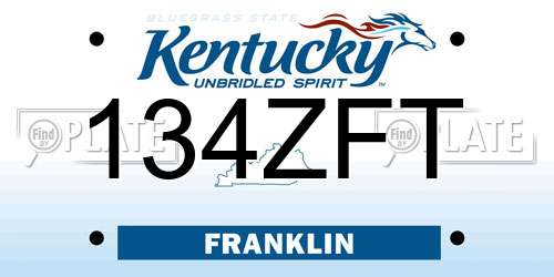 134ZFT Kentucky License Plate