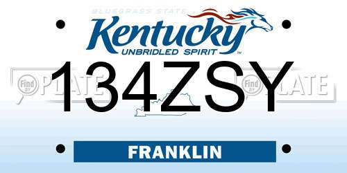 134ZSY Kentucky License Plate