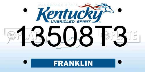 13508T3 Kentucky License Plate