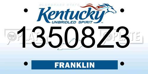 13508Z3 Kentucky License Plate
