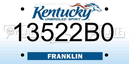 13522B0 Kentucky License Plate