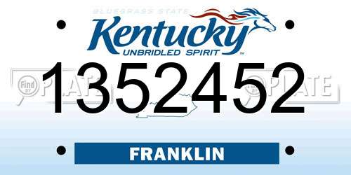 1352452 Kentucky License Plate