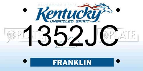 1352JC Kentucky License Plate