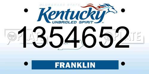 1354652 Kentucky License Plate