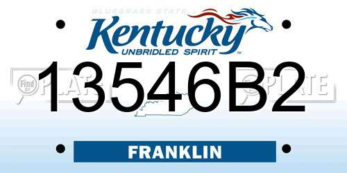 13546B2 Kentucky License Plate