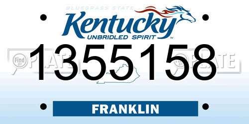 1355158 Kentucky License Plate