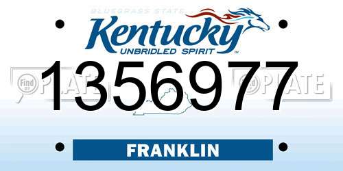 1356977 Kentucky License Plate