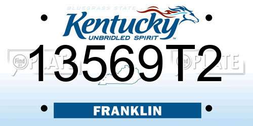 13569T2 Kentucky License Plate