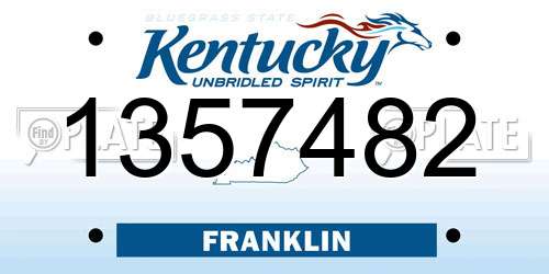 1357482 Kentucky License Plate