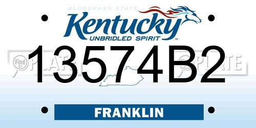 13574B2 Kentucky License Plate