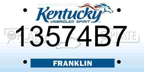 13574B7 Kentucky License Plate